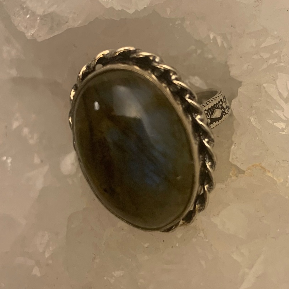 2/$15 Labradorite & Sterling Silver Ring Sz 7